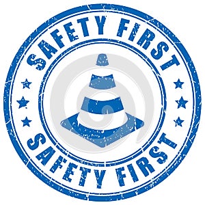 Safety first vector stamp