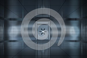 Safety gate and coded lock,abstract conception,3d rendering