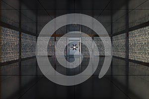 Safety gate and coded lock,abstract conception,3d rendering