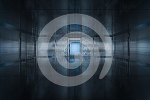 Safety gate and coded lock,abstract conception,3d rendering