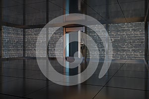 Safety gate and coded lock,abstract conception,3d rendering