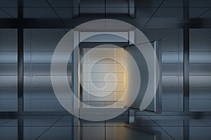 Safety gate and coded lock,abstract conception,3d rendering