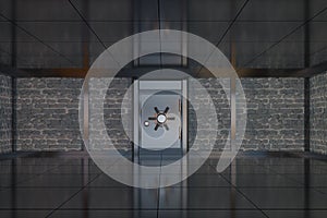 Safety gate and coded lock,abstract conception,3d rendering