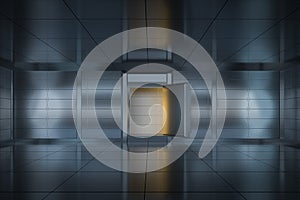 Safety gate and coded lock,abstract conception,3d rendering