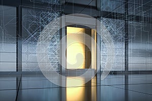 Safety gate and coded lock,abstract conception,3d rendering