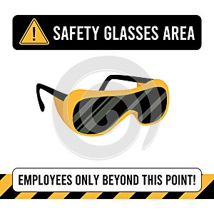 Safety Glasses Area Construction Poster