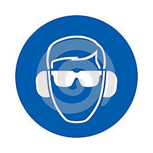 Safety glasses and ear protection must be worn. Standard ISO 7010