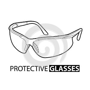 Safety glasses for repair on a white background