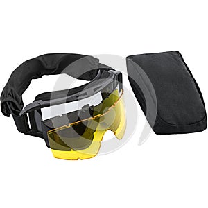 Safety glasses, white background