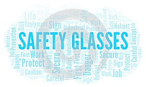 Safety Glasses word cloud.