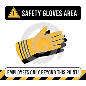 Safety Gloves Area Construction Poster