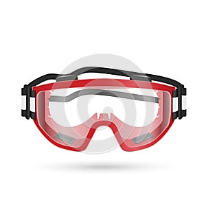 Safety goggles with closed vent on white