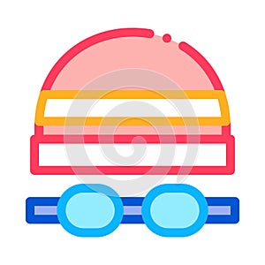 Safety goggles and hat icon vector outline illustration