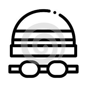 Safety goggles and hat icon vector outline illustration