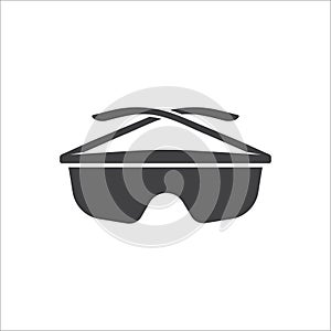 Safety goggles symbol. Safety glasses icon vector. Eye protection icon. Flat styled vector illustration.