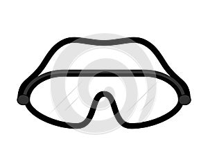 Safety goggles vector icon. Sport goggles isolated symbol. Illustration on clear white background. Safety glasses against bad weat