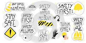 Safety hand drawn lettering set