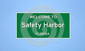 Safety Harbor, Florida city limit sign. Town sign from the USA