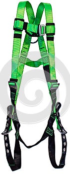 Safety Harness Fall Protection Green on White Background photo