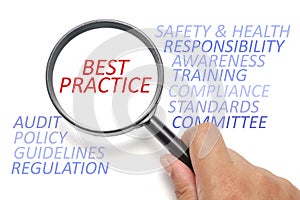 Safety and health at workplace conceptual, focus on Best Practice
