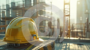 Safety Helmet at Construction Site.AI generated image