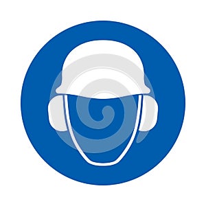 Safety helmet and ear protection must be worn. Standard ISO 7010