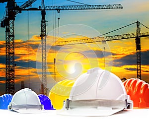 Safety helmet and structure of high crane in construction site a