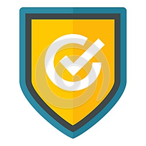 Safety home shield icon, flat style