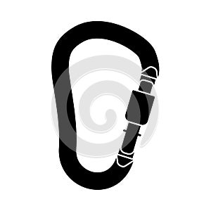 Safety hook or carabiner hook it is black icon .
