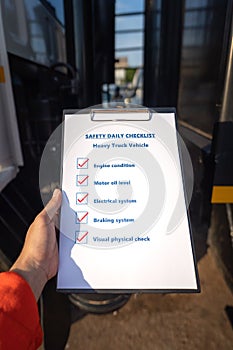 Safety inspection on the checklist document action.