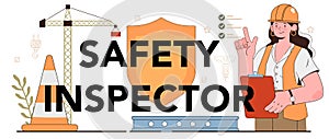 Safety inspector typographic header. OSHA inspection. Government