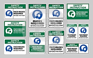 Safety instruction wear face mask, face mask required or face covering sign vector eps10