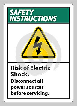 Safety instructions Risk of electric shock Symbol Sign Isolate on White Background