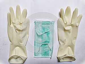 Safety items surgical triple layer face mask and handgloves