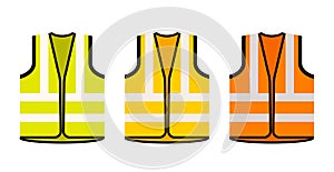 Safety jacket security icon. Vector life vest yellow visibility fluorescent work jacket photo