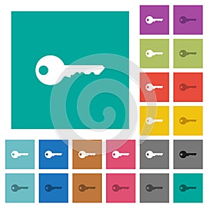 Safety key square flat multi colored icons