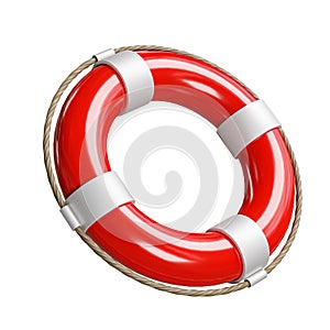 Safety Life Buoy Ring Isolated White Background 3D Rendering