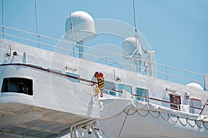 Safety lifeboat on deck of passenger ship
