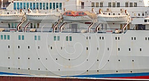 Safety lifeboat on deck of a passenger ship