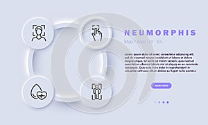 Safety line icon. Biometrics, sensors, fingerprints, palm prints, hand geometry, security. Neomorphism style. Vector line icon for