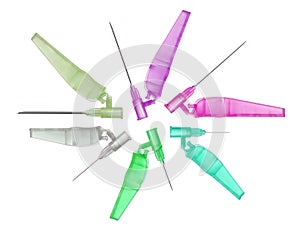 Safety needles in range of needle gauge