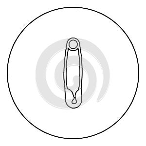 Safety pin black icon outline in circle image