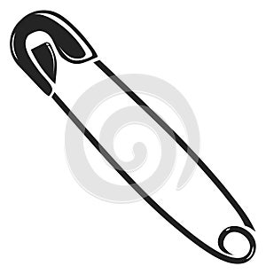 Safety pin icon. Metal clasp fastener black symbol