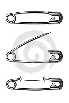 Safety pin isolated on white vector illustration