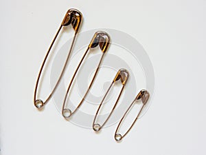 Safety pin on white background