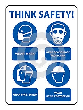 Safety PPE Must Be Worn Sign Isolate On White Background,Vector Illustration EPS.10