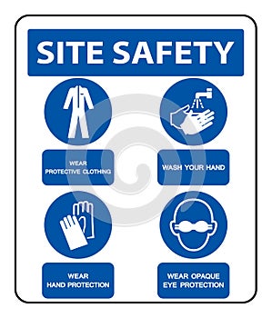 Safety PPE Must Be Worn Sign Isolate On White Background,Vector Illustration EPS.10