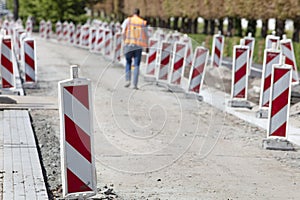 Safety pylons because of road reconstruction