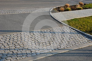 Safety ramp for slowing down traffic to a residential street where children play and it is necessary to strictly limit the speed o