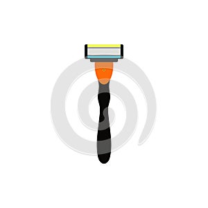 Safety razor flat design vector illustration. Cartoon isolated metal shaver with sharp blade to shave and care male and female